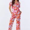 BedHead X Trina Turk Gardenia Short Sleeve Classic Woven Cotton Poplin Cropped PJ Set