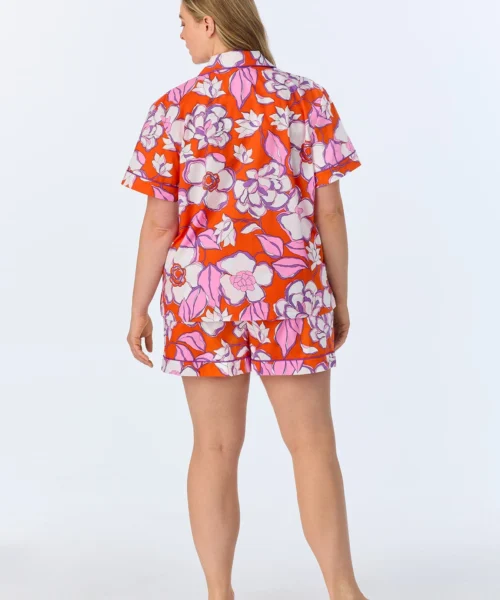 BedHead X Trina Turk Gardenia Short Sleeve Classic Woven Cotton Poplin Shorty PJ Set -Bedheadpjs Pajama Shop 68 plus size BH240109 1265B GARDENIA 385 3