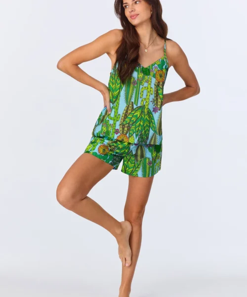 BedHead X Trina Turk Cactus Cami Woven Cotton Poplin Shorty PJ Set 7 BedHead X Trina Turk Cactus Cami Woven Cotton Poplin Shorty PJ Set -Bedheadpjs Pajama Shop 70 BH060109 2905B CACTUS 731 2
