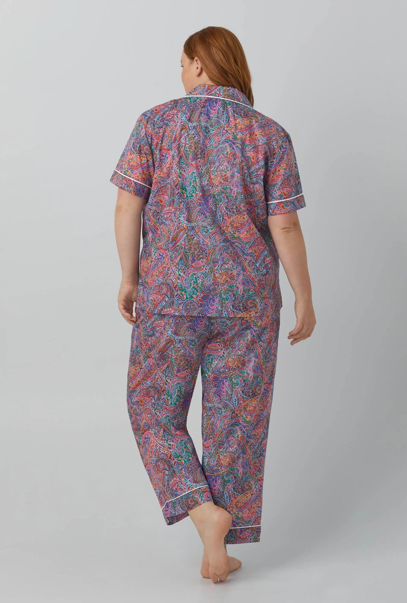 Dana Sharmin Short Sleeve Classic Woven Cotton Tana Lawn® Cropped PJ Set Made With Liberty Fabrics - Image 6