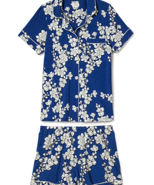 Navy Shadow Blossom Short Sleeve Classic Shorty Stretch Jersey PJ Set -Bedheadpjs Pajama Shop BH2421295 4361B