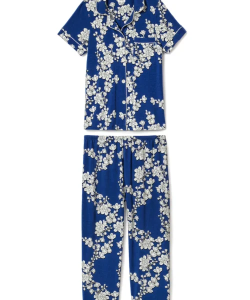 Navy Shadow Blossom Short Sleeve Cropped Stretch Jersey PJ Set 9 Navy Shadow Blossom Short Sleeve Cropped Stretch Jersey PJ Set -Bedheadpjs Pajama Shop BH2721295 4361B