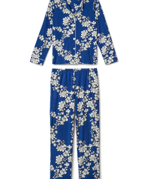 Navy Shadow Blossom Long Sleeve Classic Stretch Jersey PJ Set -Bedheadpjs Pajama Shop BH2921295 4361B