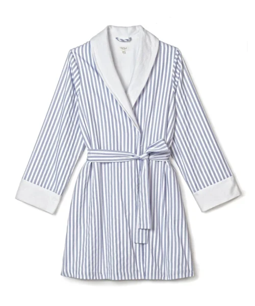 Blue 3D Stripe French Terry Lined Robe -Bedheadpjs Pajama Shop BH3221300 044B