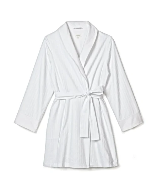 White 3D Stripe French Terry Lined Robe -Bedheadpjs Pajama Shop BH3221300 996B