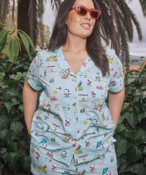 Surfside Snoopy®Short Sleeve Classic Shorty Stretch Jersey PJ Set