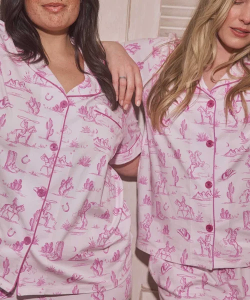 Cowgirl Toile Short Sleeve Classic Stretch Jersey Cropped PJ Set