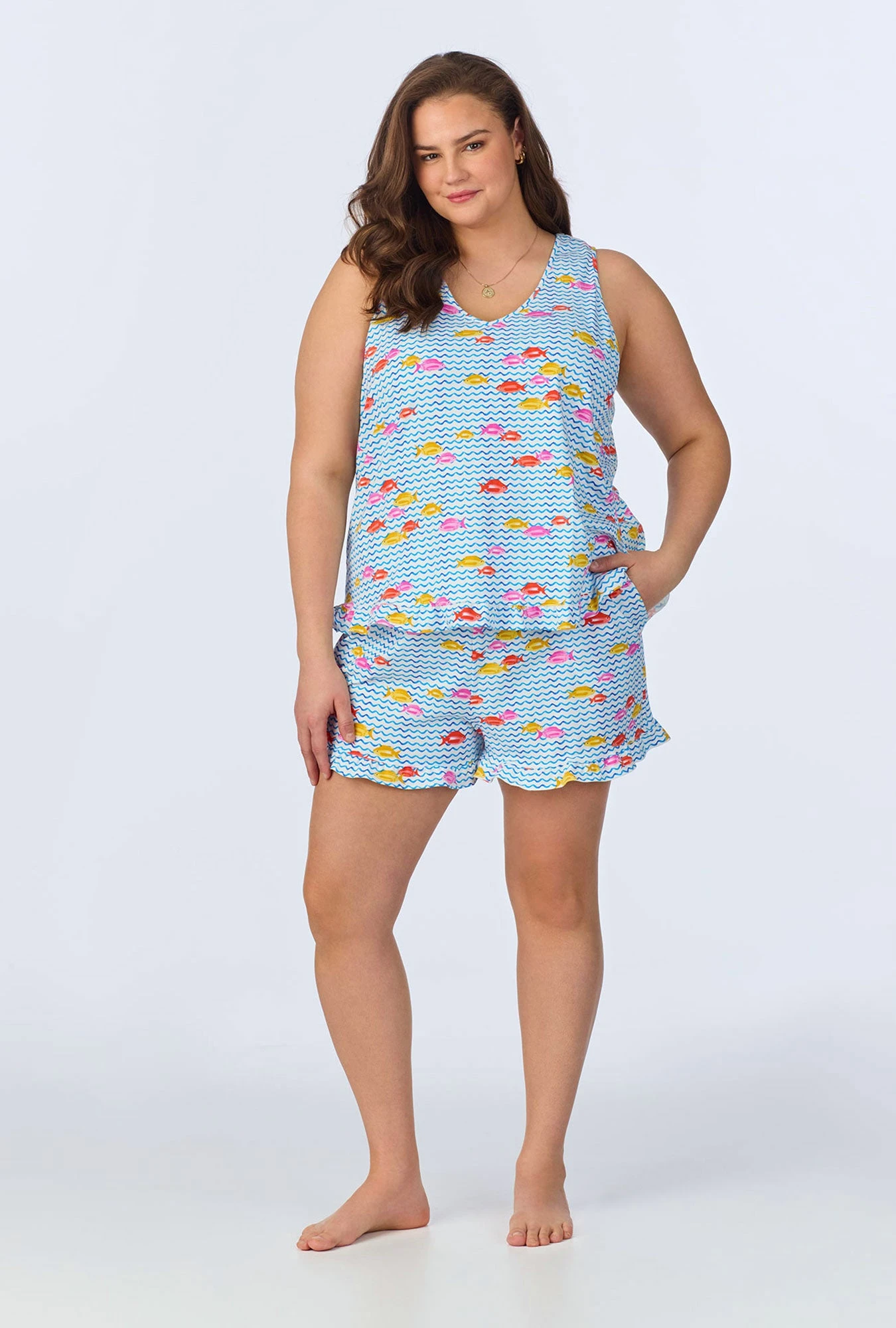 Marina Grande Ruffle Tank Stretch Jersey Shorty PJ Set 5 Marina Grande Ruffle Tank Stretch Jersey Shorty PJ Set - Image 5