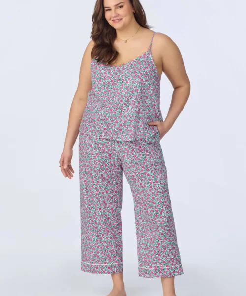 Petite Petunias Cami Woven Cotton Poplin Cropped PJ Set -Bedheadpjs Pajama Shop plus size BH050096 1243B PETITE PETUNIAS 187 1