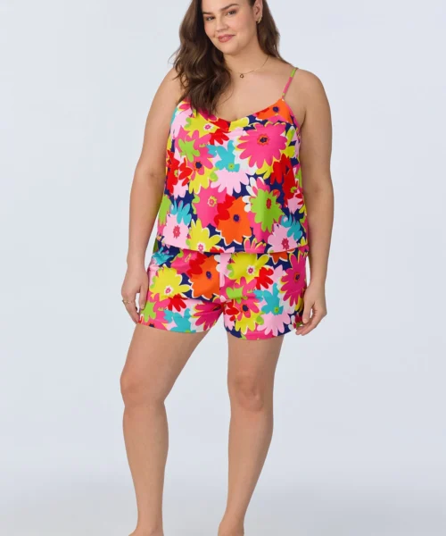 BedHead X Trina Turk Pop Floral Cami Shorty Stretch Jersey PJ Set -Bedheadpjs Pajama Shop plus size BH070112 1270B POP FLORAL 568 1
