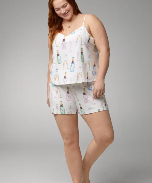 Champagne Wedding Cami Stretch Jersey Shorty PJ Set -Bedheadpjs Pajama Shop plus size BH0727101 5083B CHAMPAGNE WEDDING 1082 FRONT