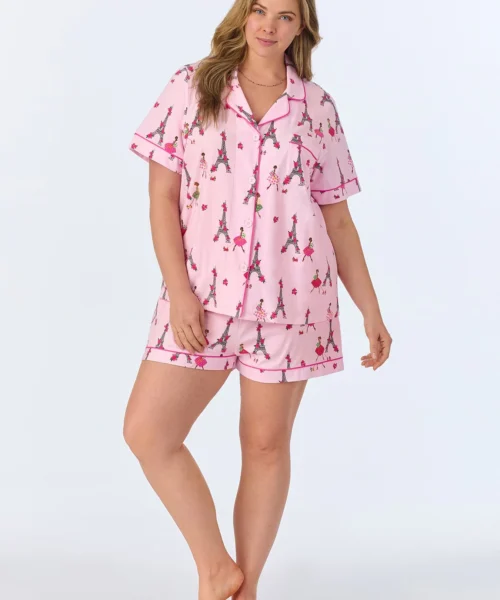 Tres Chic Short Sleeve Classic Shorty Stretch Jersey PJ Set 10 Tres Chic Short Sleeve Classic Shorty Stretch Jersey PJ Set -Bedheadpjs Pajama Shop plus size BH240080 1214B TRES CHIC 219 1