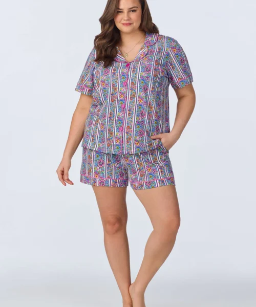 Bel Fiore Short Sleeve Classic Shorty Stretch Jersey PJ Set -Bedheadpjs Pajama Shop plus size BH240092 1226B BEL FIORE 551 1