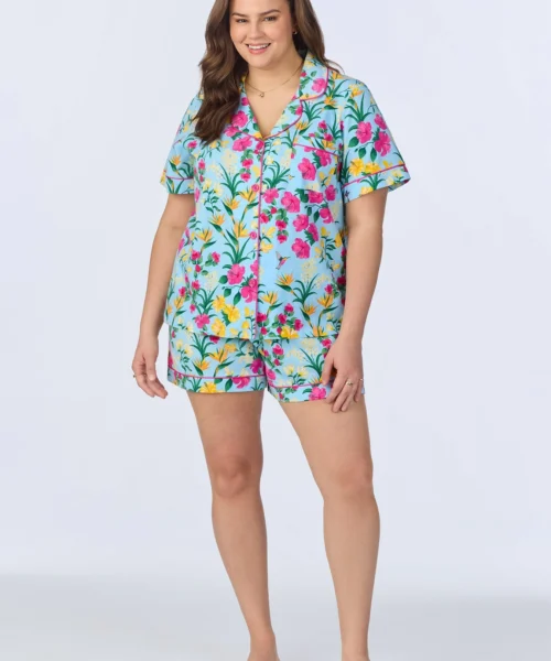 Tropical Paradise Short Sleeve Classic Shorty Stretch Jersey PJ Set -Bedheadpjs Pajama Shop plus size BH240095 1249B TROPICAL PARADISE 064 1