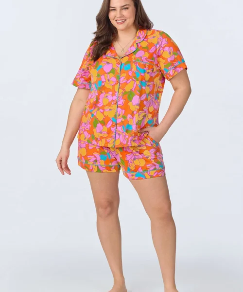 BedHead X Trina Turk Floral Short Sleeve Classic Shorty Stretch Jersey PJ Set -Bedheadpjs Pajama Shop plus size BH240110 1268B FLORAL 941 1