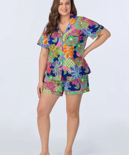 BedHead X Trina Turk Zanzibar Short Sleeve Classic Shorty Stretch Jersey PJ Set 8 BedHead X Trina Turk Zanzibar Short Sleeve Classic Shorty Stretch Jersey PJ Set -Bedheadpjs Pajama Shop plus size BH240112 1272B ZANZIBAR 648 1