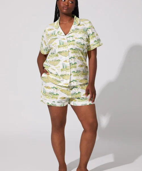 Wine Country Short Sleeve Classic Shorty Stretch Jersey PJ Set 10 Wine Country Short Sleeve Classic Shorty Stretch Jersey PJ Set -Bedheadpjs Pajama Shop plus size BH240115 1285B WINE COUNTRY 011 2