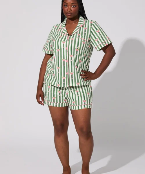 Martini O'Clock Short Sleeve Classic Shorty Stretch Jersey PJ Set 10 Martini O'Clock Short Sleeve Classic Shorty Stretch Jersey PJ Set -Bedheadpjs Pajama Shop plus size BH240115 1288B MARTINI OCLOCK 003 1