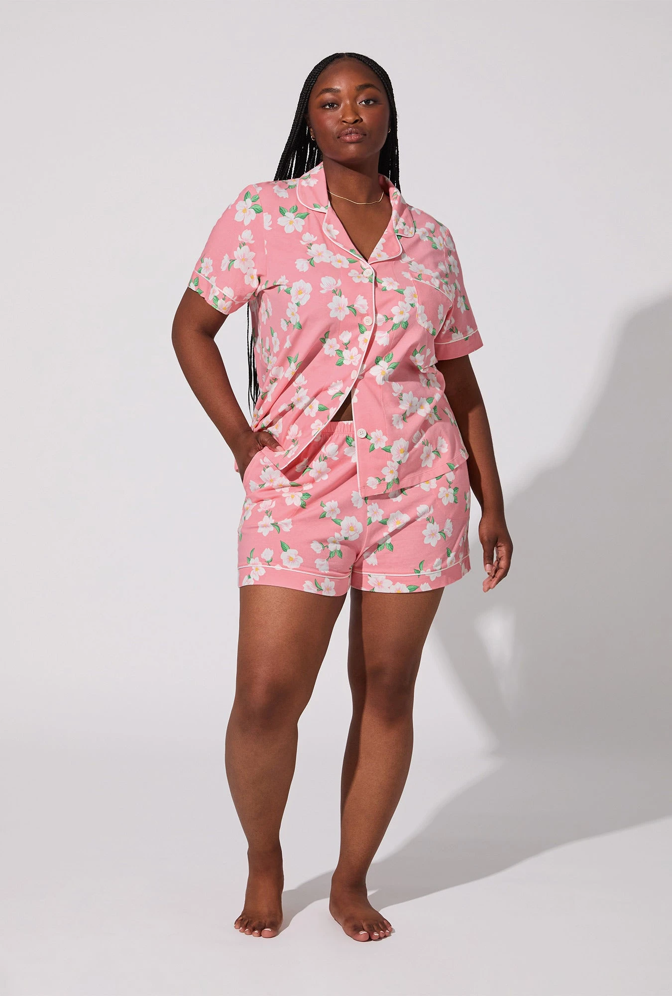 Pink Magnolias Short Sleeve Classic Shorty Stretch Jersey PJ Set 4 Pink Magnolias Short Sleeve Classic Shorty Stretch Jersey PJ Set - Image 4