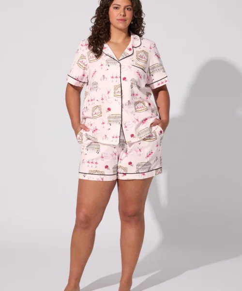 Swan Lake Short Sleeve Classic Shorty Stretch Jersey PJ Set 10 Swan Lake Short Sleeve Classic Shorty Stretch Jersey PJ Set -Bedheadpjs Pajama Shop plus size BH240115 2828B SWAN LAKE 002 1