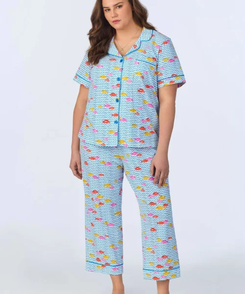 Marina Grande Short Sleeve Classic Stretch Jersey Cropped PJ Set 10 Marina Grande Short Sleeve Classic Stretch Jersey Cropped PJ Set -Bedheadpjs Pajama Shop plus size BH270092 1218B MARINA GRANDE 346 1