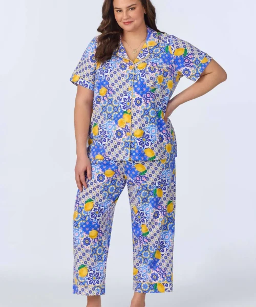 Majolica Short Sleeve Classic Stretch Jersey Cropped PJ Set -Bedheadpjs Pajama Shop plus size BH270092 1225B MAJOLICA 034 1