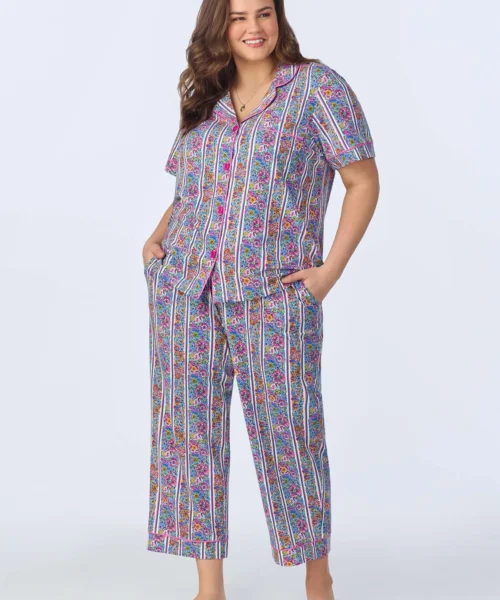 Bel Fiore Short Sleeve Classic Stretch Jersey Cropped PJ Set -Bedheadpjs Pajama Shop plus size BH270092 1226B BEL FIORE 532 1