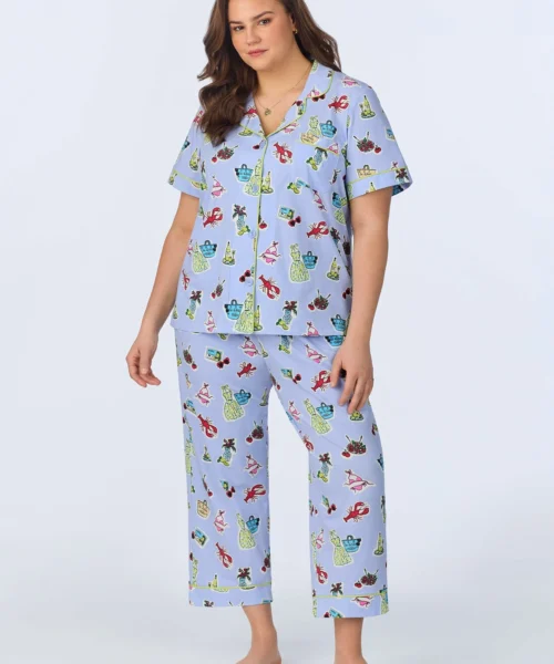 Island Life Short Sleeve Classic Stretch Jersey Cropped PJ Set -Bedheadpjs Pajama Shop plus size BH270092 1229B ISLAND LIFE 257 1