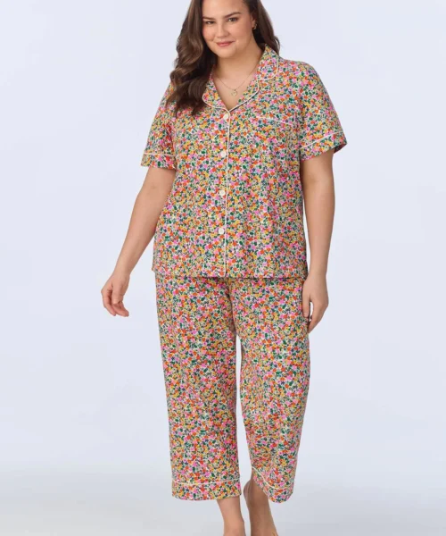 Fresh Picks Short Sleeve Classic Stretch Jersey Cropped PJ Set -Bedheadpjs Pajama Shop plus size BH270092 1233B FRESH PICKS 485 1
