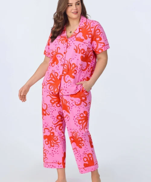 Sea Dreamers Short Sleeve Classic Stretch Jersey Cropped PJ Set 8 Sea Dreamers Short Sleeve Classic Stretch Jersey Cropped PJ Set -Bedheadpjs Pajama Shop plus size BH270095 1247B SEA DREAMERS 1084 1