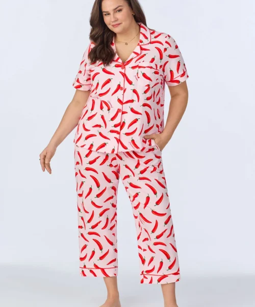 Coming In Hot Short Sleeve Classic Stretch Jersey Cropped PJ Set 8 Coming In Hot Short Sleeve Classic Stretch Jersey Cropped PJ Set -Bedheadpjs Pajama Shop plus size BH270097 1231B COMING IN HOT 368 1