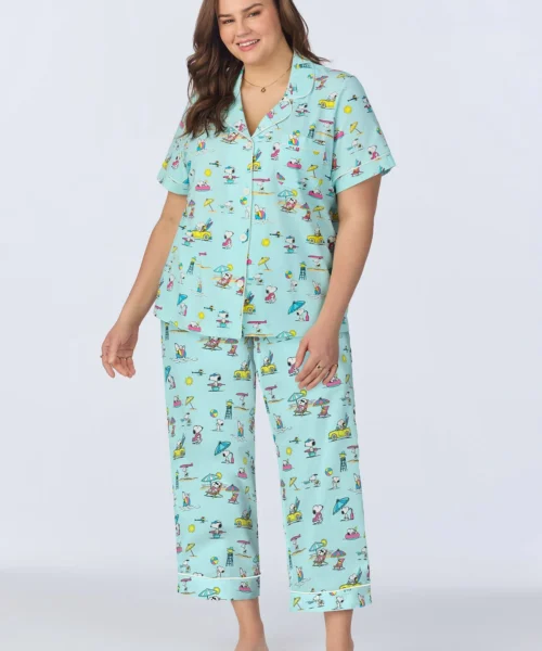 Surfside Snoopy® Short Sleeve Classic Cropped Stretch Jersey PJ Set -Bedheadpjs Pajama Shop plus size BH270103PE 1248B SURFSIDE SNOOPY 163 1