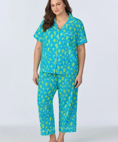 BedHead X Trina Turk Geo Arches Short Sleeve Classic Cropped Stretch Jersey PJ Set 10 BedHead X Trina Turk Geo Arches Short Sleeve Classic Cropped Stretch Jersey PJ Set -Bedheadpjs Pajama Shop plus size BH270112 1271B GEO ARCHES 584 1