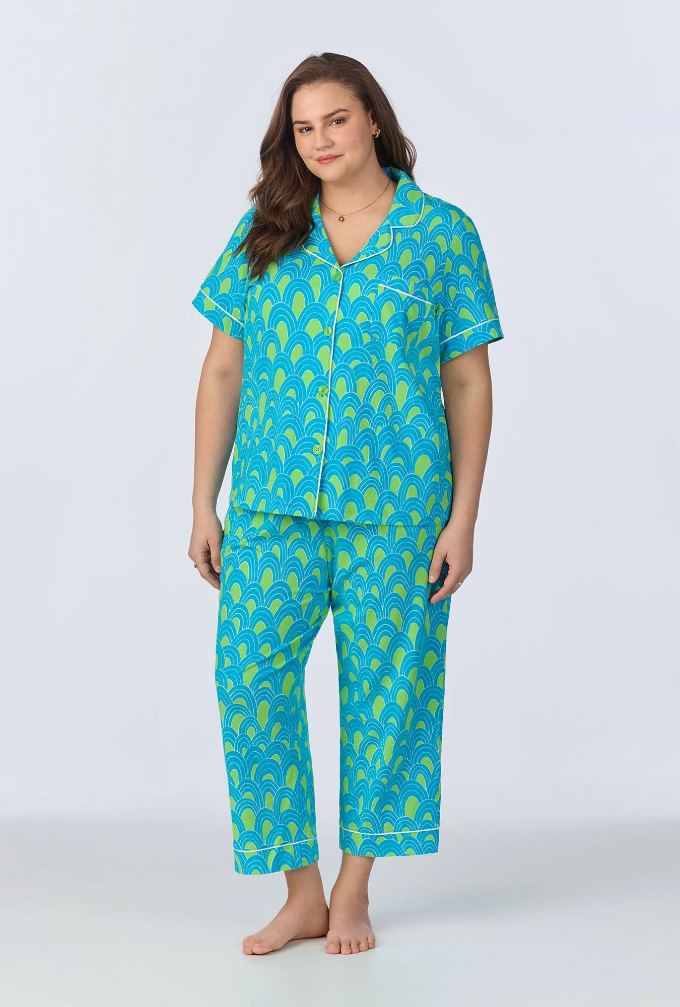 BedHead X Trina Turk Geo Arches Short Sleeve Classic Cropped Stretch Jersey PJ Set 5 BedHead X Trina Turk Geo Arches Short Sleeve Classic Cropped Stretch Jersey PJ Set - Image 5