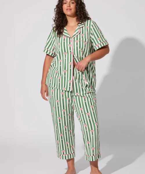 Martini O'Clock Short Sleeve Classic Stretch Jersey Cropped PJ Set 9 Martini O'Clock Short Sleeve Classic Stretch Jersey Cropped PJ Set -Bedheadpjs Pajama Shop plus size BH270115 1288B MARTINI OCLOCK 010 1