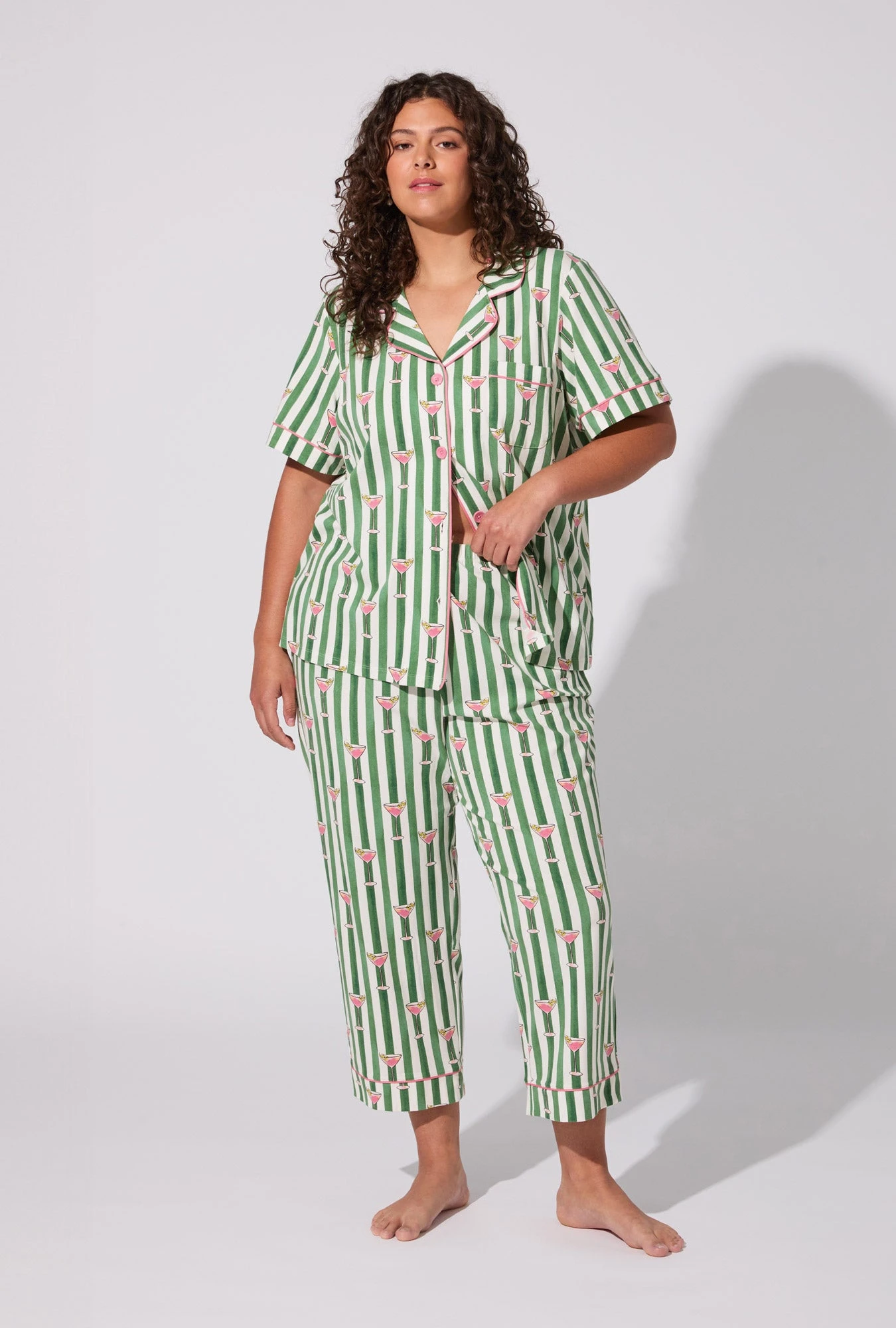 Martini O'Clock Short Sleeve Classic Stretch Jersey Cropped PJ Set 4 Martini O'Clock Short Sleeve Classic Stretch Jersey Cropped PJ Set - Image 4