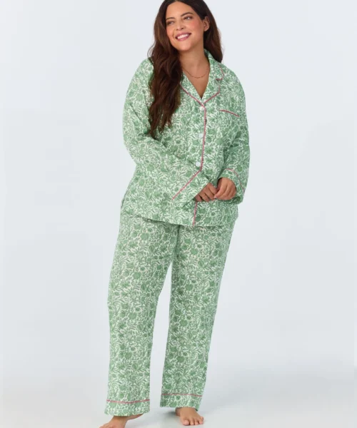 Sambourne Long Sleeve Classic Woven Cotton Tana Lawn Long PJ Set Made With Liberty Fabrics -Bedheadpjs Pajama Shop plus size BH290057 1173B SAMBOURNE 673 1