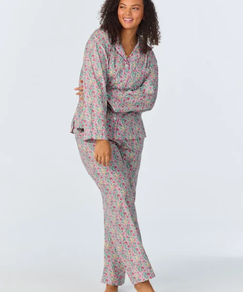 Florence May Long Sleeve Classic Woven Cotton Tana Lawn Long PJ Set Made With Liberty Fabrics -Bedheadpjs Pajama Shop plus size BH290057 1174B FLORENCE MAY 536 1