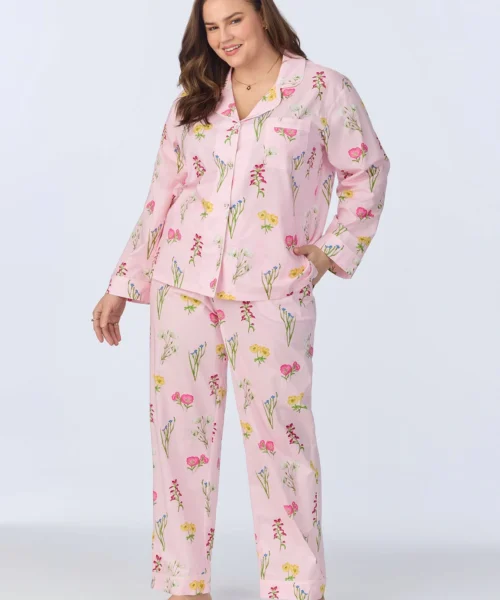 Western Wildflowers Long Sleeve Classic Woven Cotton Poplin Long PJ Set -Bedheadpjs Pajama Shop plus size BH290098 1232B WESTERN WILDFLOWERS 481 1