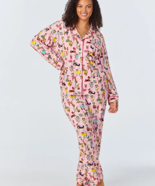 Bedhead X Bronwyn Newport Chic Boxers Long Sleeve Classic Stretch Jersey PJ Set -Bedheadpjs Pajama Shop plus size BH290102 1234B CHIC BOXERS 1035 1