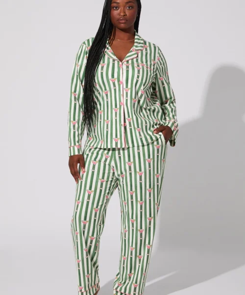 Martini O'Clock Long Sleeve Classic Stretch Jersey PJ Set -Bedheadpjs Pajama Shop plus size BH290115 1288B MARTINI OCLOCK 008 2