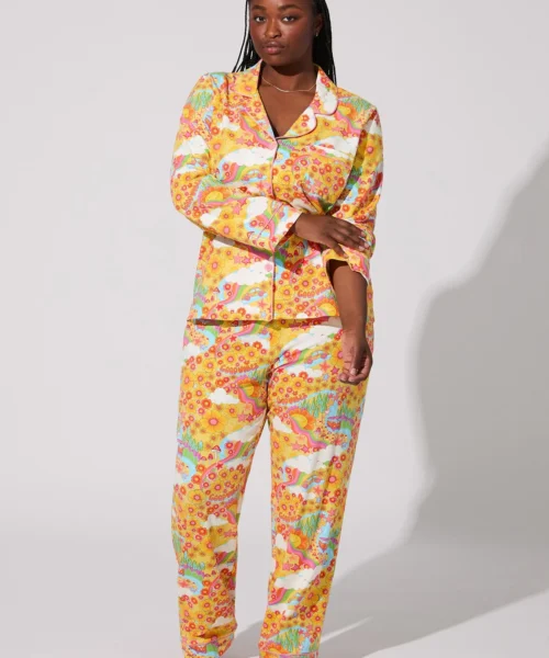 Good Vibes Long Sleeve Classic Stretch Jersey PJ Set 10 Good Vibes Long Sleeve Classic Stretch Jersey PJ Set -Bedheadpjs Pajama Shop plus size BH290115 1292B GOOD VIBES 005 1