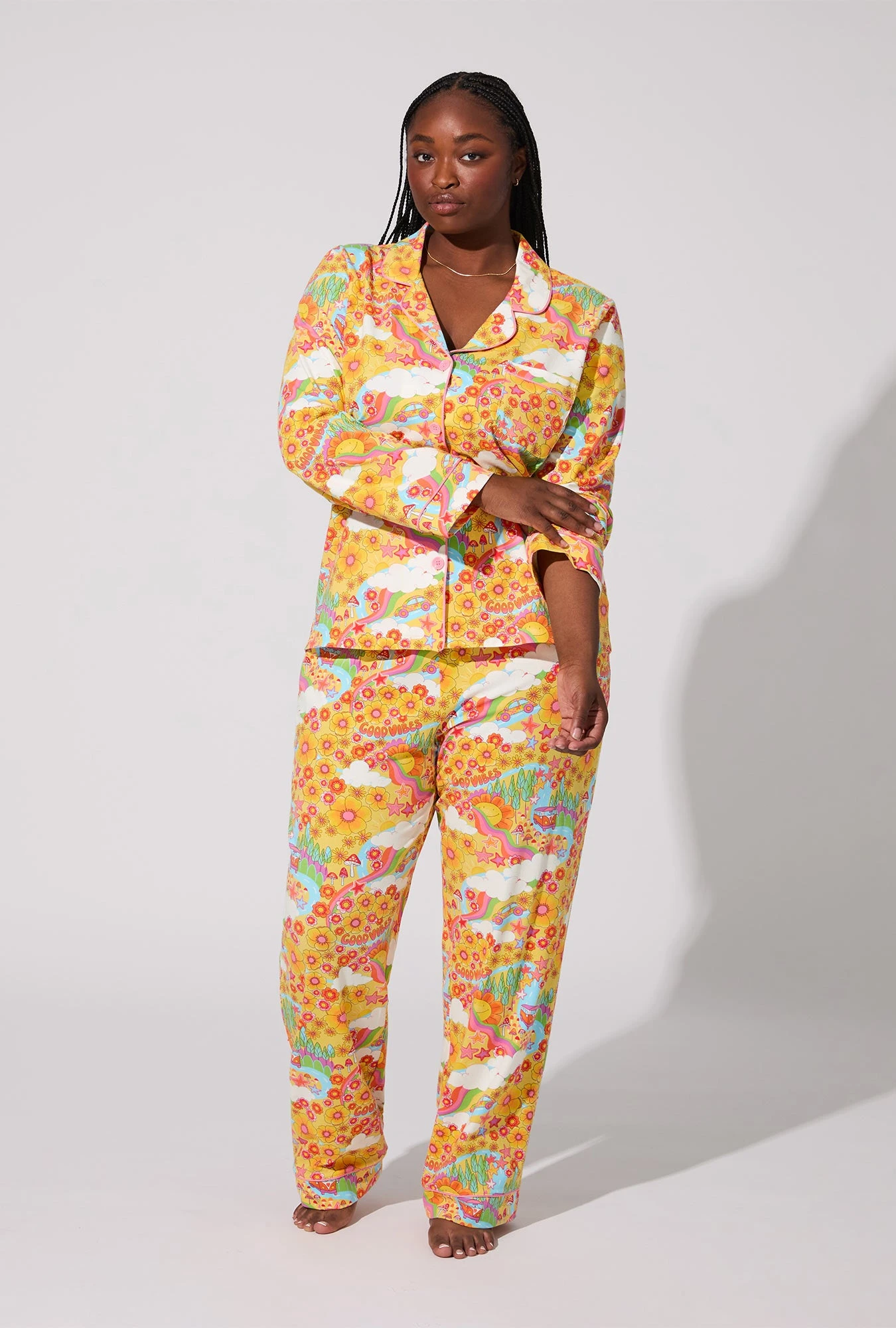 Good Vibes Long Sleeve Classic Stretch Jersey PJ Set 5 Good Vibes Long Sleeve Classic Stretch Jersey PJ Set - Image 5