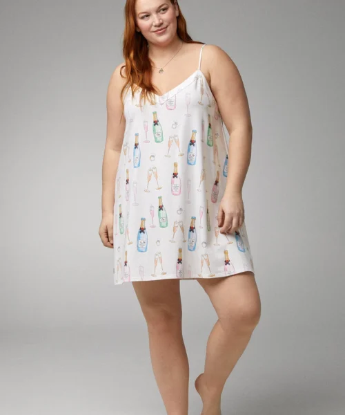 Champagne Wedding Stretch Jersey Chemise -Bedheadpjs Pajama Shop plus size BH4327101 5083B CHAMPAGNE WEDDING 1107 FRONT