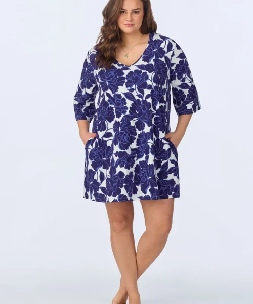 Isabella Flora Stretch Jersey Sleep Dress -Bedheadpjs Pajama Shop plus size BH450092 1227B ISABELLA FLORA 648 1